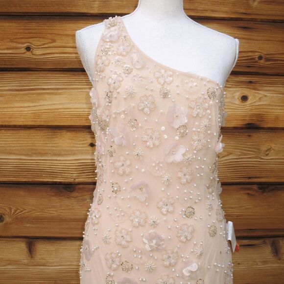 Mac Duggal 9168 Embellished One Shoulder Strappy Trumpet Gown Blush Pink Size 8 - Picture 7 of 14